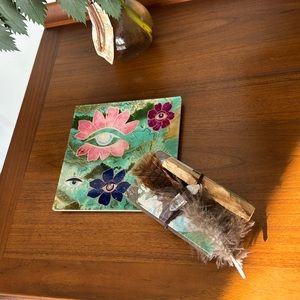 Jacquie Aiche Decorative Tray & Palo Santo Feather Crystal Matches